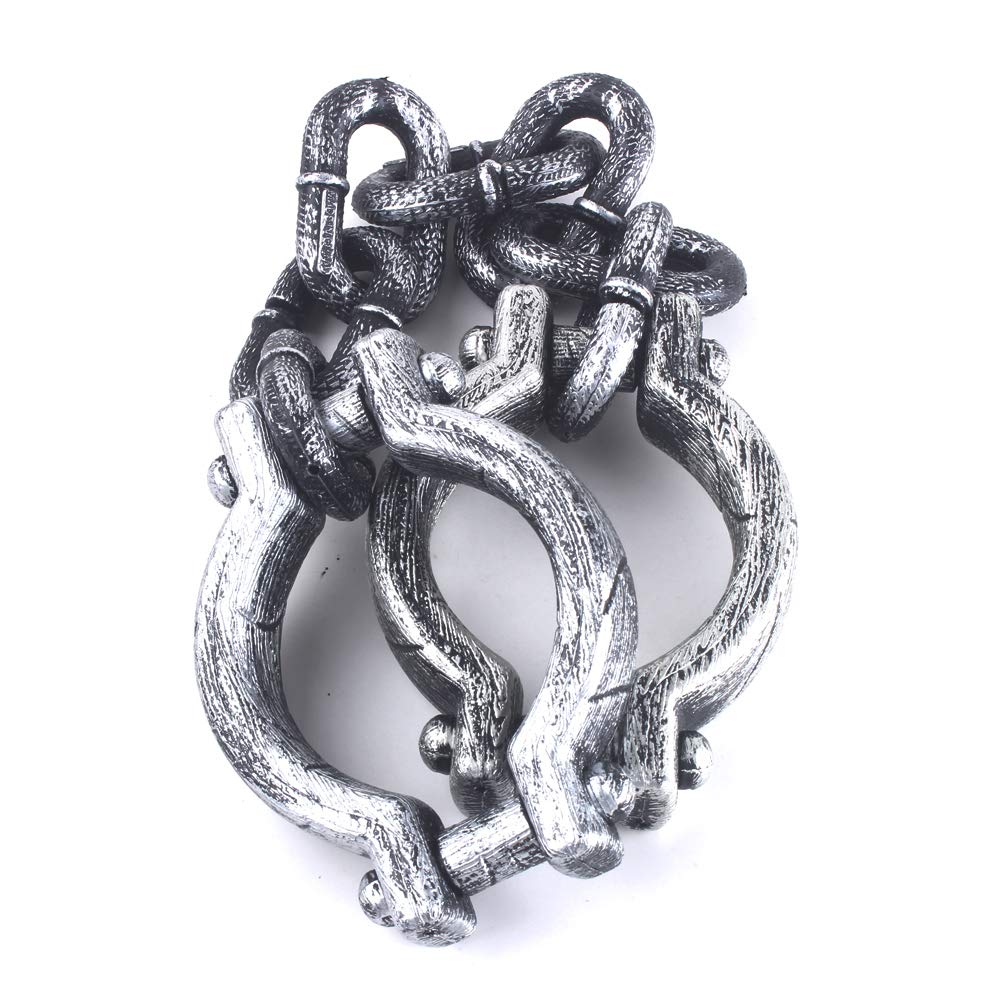 HAZOULEN Plastic Halloween Shackles on Chain for Handcuffs Costume Props Decoration