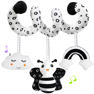 Ucdoet Car Seat Toys, Spiral Stroller And Carseat Hanging Toys For Babies 0-6 Months, Black And White High Contrast Baby Toys Fo
