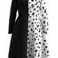Pexlaxy Kids Girls Cruella Deville Costume 2021 Halloween Cosplay Coat Cloak For Child,Xlarge