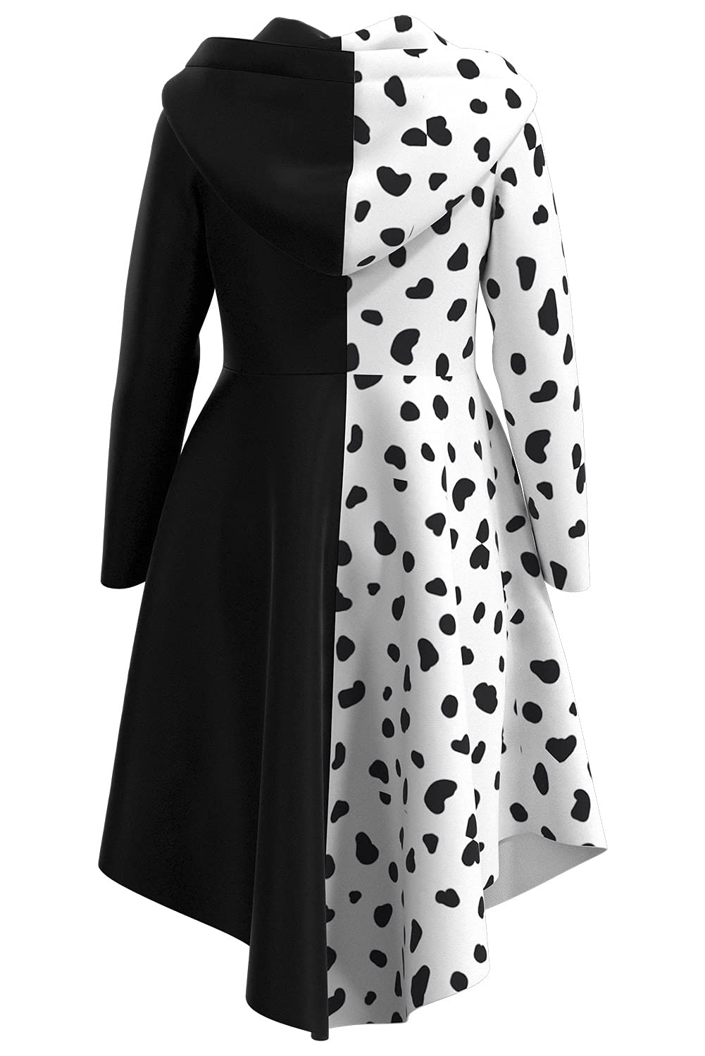 Pexlaxy Kids Girls Cruella Deville Costume 2021 Halloween Cosplay Coat Cloak For Child,Xlarge