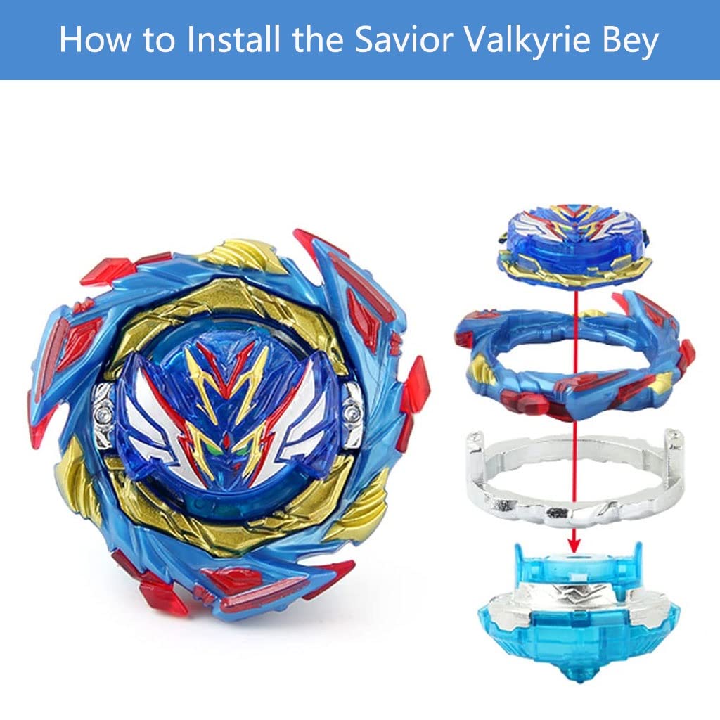Konikiwa Bey Battling String Launcher  Savior Valkyrie Top Burst Launcher Set  Left and Right Spin Launcher DB Launcher Compatible with All Bey Burst Series - Blue