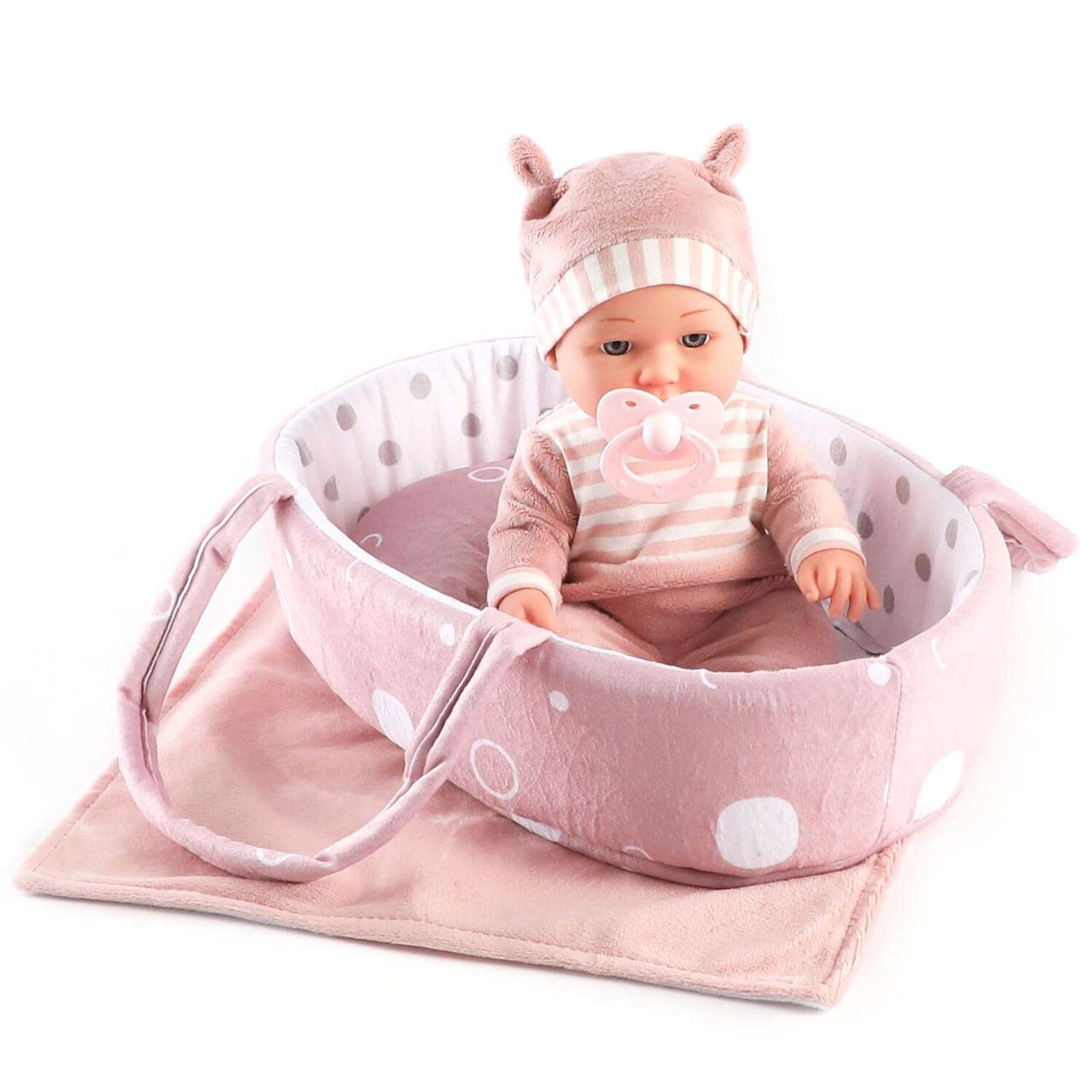 Enjoyin 12'' Baby Doll Playset With Washable Doll Accessories Includes Carrier Bassinet Bed, Pacifier, Blanket, And Pillow, First Baby Dolls For Toddlers 36 Months And Up