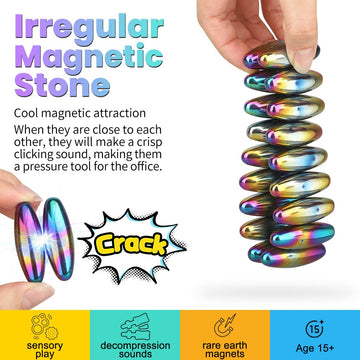 Rattle Snakes Magnetic Eggs, Fidget Toy Hematite Magnet For Adults, Fridge Magnets Oval Rocks For Refrigerator, Party Favors, Small Gadget,Desk Toy For Ferrite Putty (24Pcs)