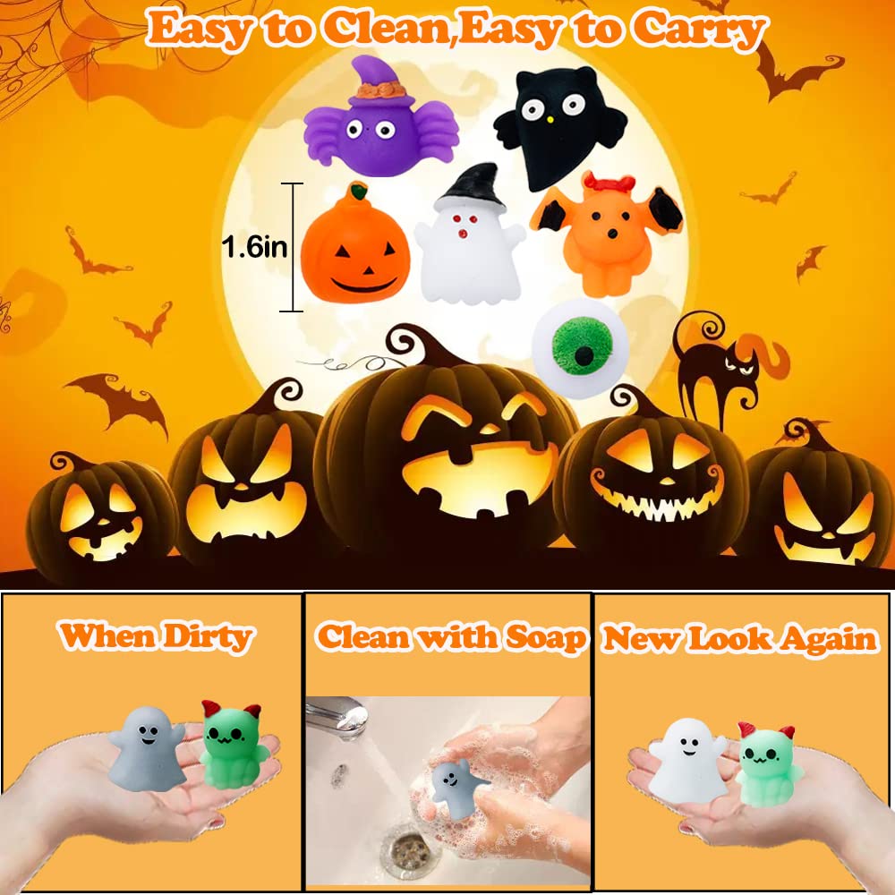 40Pcs Halloween Mochi Squishy Toys Squishies Halloween Toys For Kids Girls Boys Adults Halloween Party Favors Trick Or Treat Bag