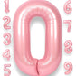 Rainbowq Party 0 Balloon Number 40 Inch For Boy Or Girl Big Pink 0-9 Foil Mylar Large 0 Number Balloon Happy 0Th Birthday Party