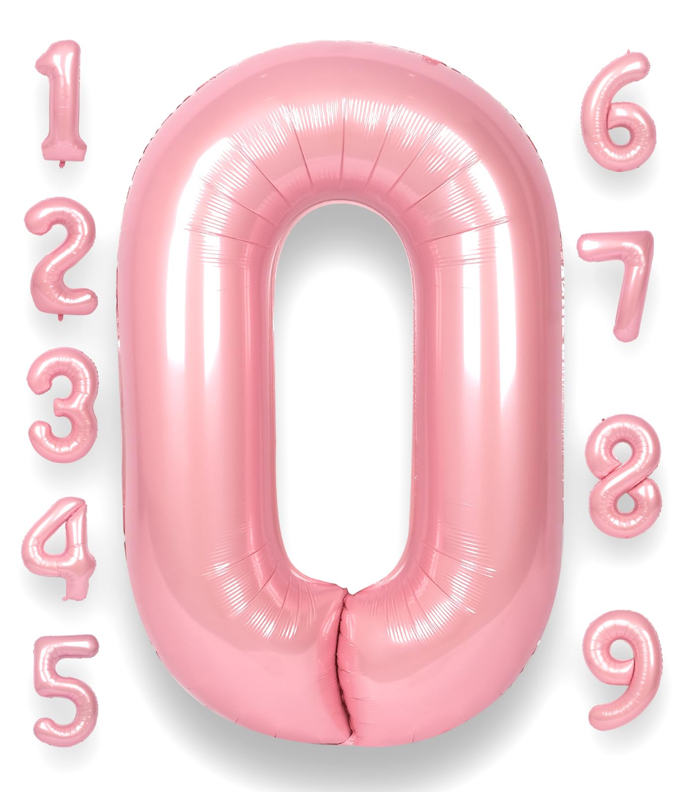 Rainbowq Party 0 Balloon Number 40 Inch For Boy Or Girl Big Pink 0-9 Foil Mylar Large 0 Number Balloon Happy 0Th Birthday Party