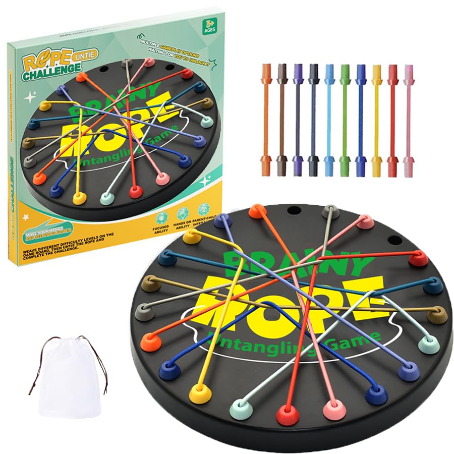 Brainy Knots Rope Untangling Game, Brain Knots Game Exercise Strategy Thinking, Puzzle Toy Strategy Board Toy Rope Untangling Ch