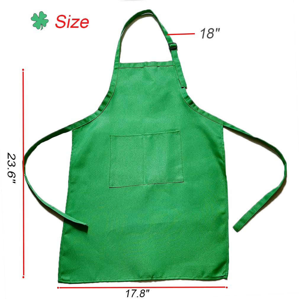 multifuns 2 Sets Green&Red Kids Apron and Chef Hat Set-Childrens Kids Apron for Girls Boys Cooking Painting Baking Wear 5-12 Age