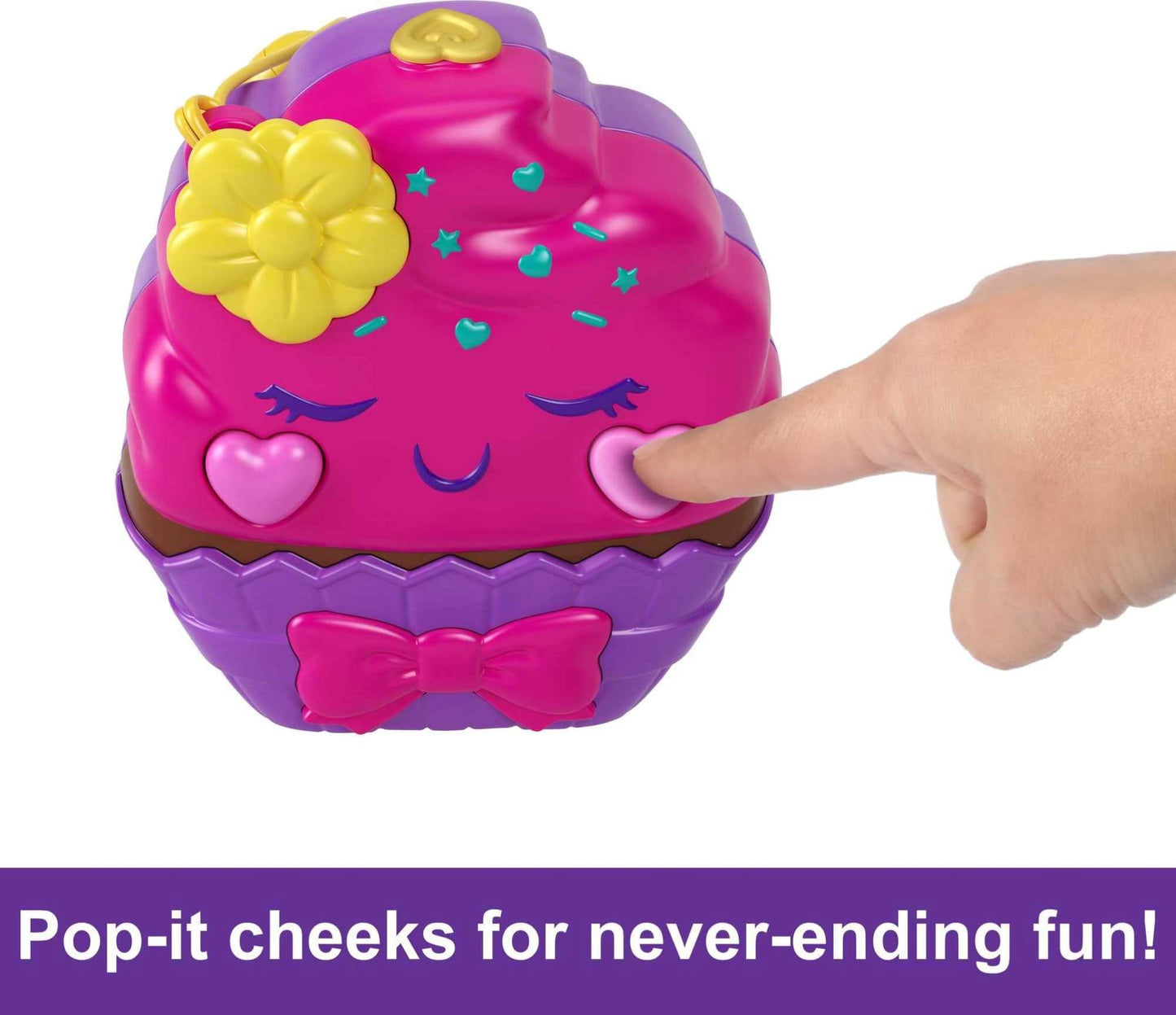 Polly Pocket Compact Playset - Something Sweet Cupcake, 15 Pieces, Multicolor, Includes 2 Micro Dolls & Accessories, Model HKV31