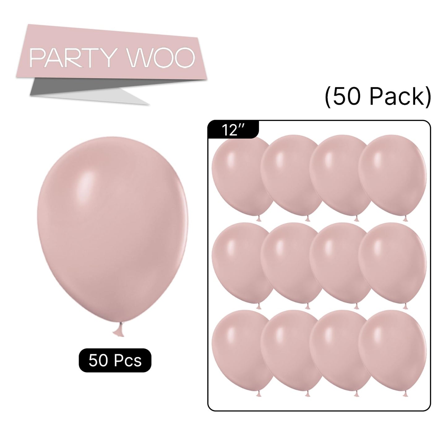 Partywoo Boho Pink Balloons, 50 Pcs 12 Inch Cavern Pink Balloons, Dusty Pink Balloons For Balloon Garland Or Balloon Arch As Party Decorations, Birthday Decorations, Wedding Decorations, Pink-F54