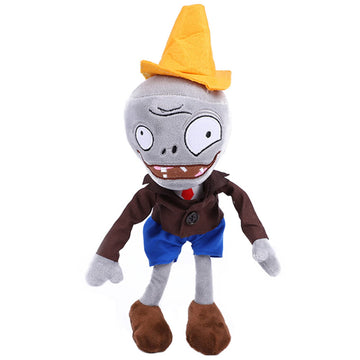 Jhesao 12' Pvz Plush Conehead Zombies Brown Coat Toys Pvz 1 2 Stuffed Soft Doll Roadblock Conehead Zombie New