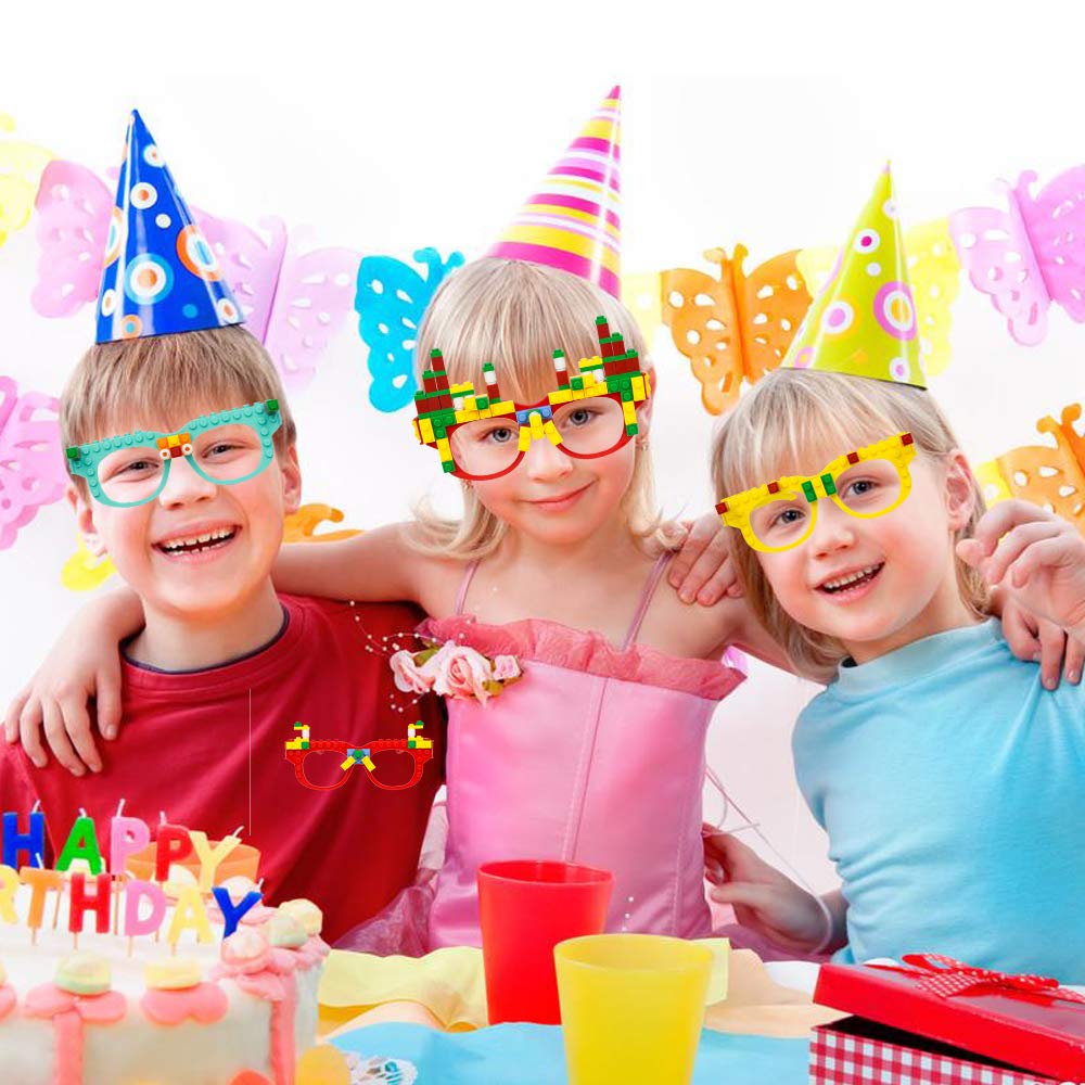 Woby Party Favor For Kids Gift Building Block Glasses Diy Stacking Block Bricks Party Glasses Toys Party Supplies Decorations For Birthday Christmas Carnival 9 Pcs