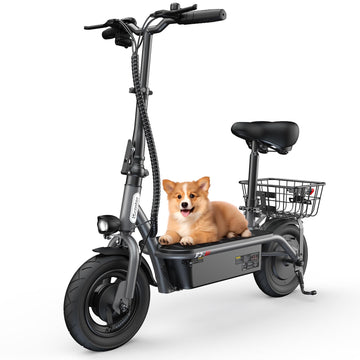 Iscooter F2M Electric Scooter With Seat, 19 Mph Top Speed & 18-21 Miles Range, 500W Powerful Motor, 10'' Pneumatic Tire Scooter 