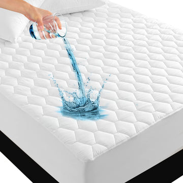 Unilibra Queen Size 100 Waterproof Mattress Pad, Breathable Quilted Fitted Mattress Protector With Deep Pocket Stretches Up To 1
