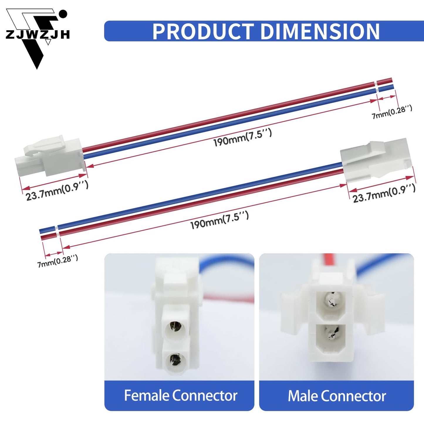 Zjwzjh 8Amp 2 Pin Servo Extension Cable Wire Fl4.14Mm Pitch Female To Male, Servo Motor Extension 2 Pin Connector Wire For Car T