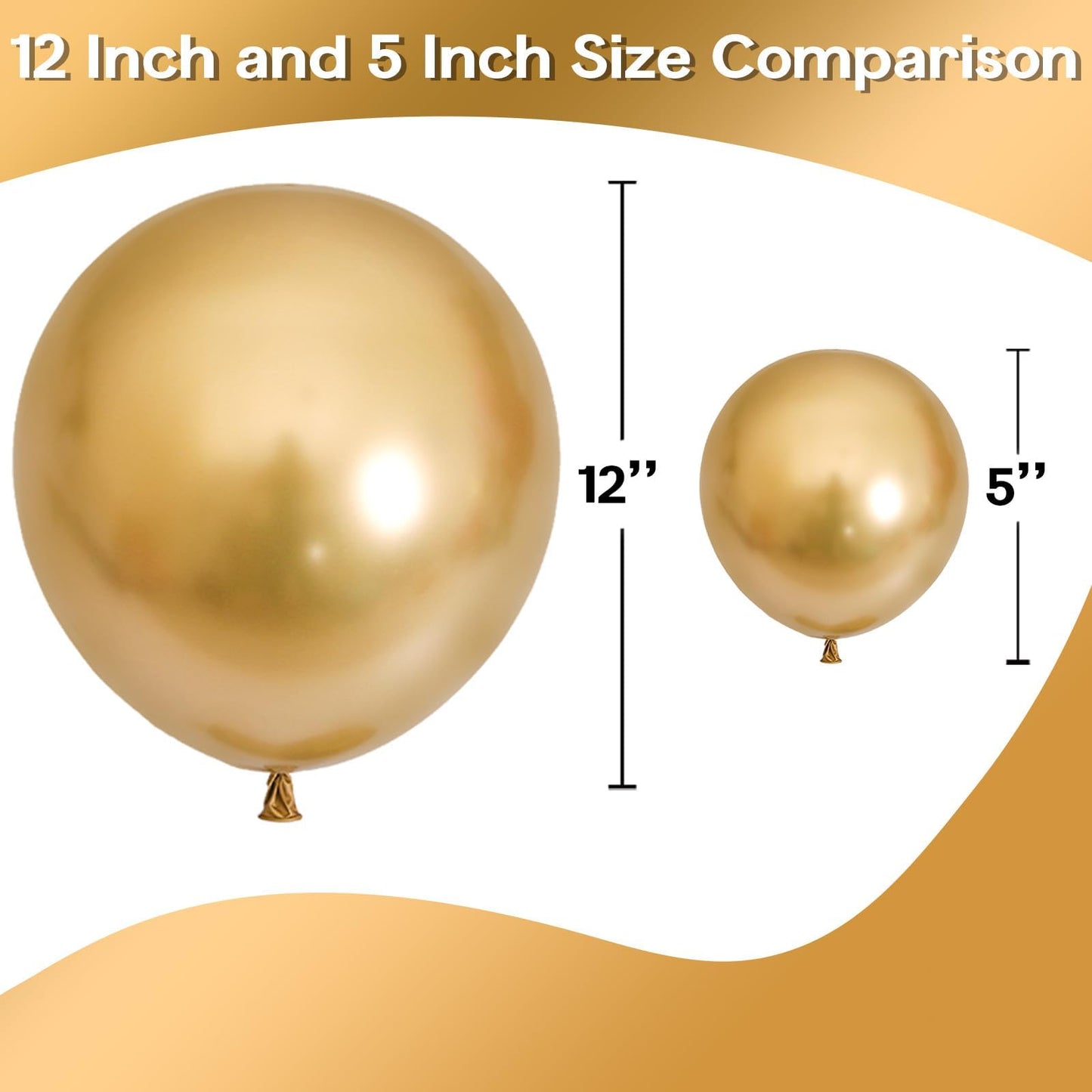 Jobkoo 5 Inch Gold Balloons, 60 Pcs Gold Metallic Balloon Small Metallic Gold Chrome Balloons 5'' Mini Matte Golden Latex Balloo