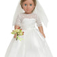 Sweet Dolly 18 Inches American Doll Clothes First Communion Gorgeous White Wedding Dress Veil Bouquet Sets Fit 18 Inches Dolls