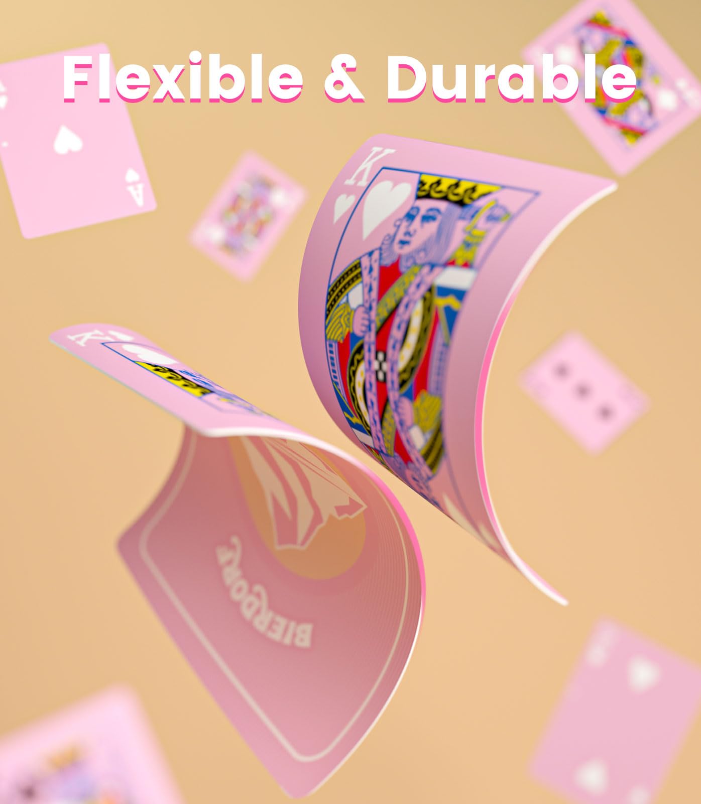 Bierdorf Pink Waterproof Playing Cards Durable Cute Deck Of Cards Standard Index Professional Premium Poker Cards Vintage Themed