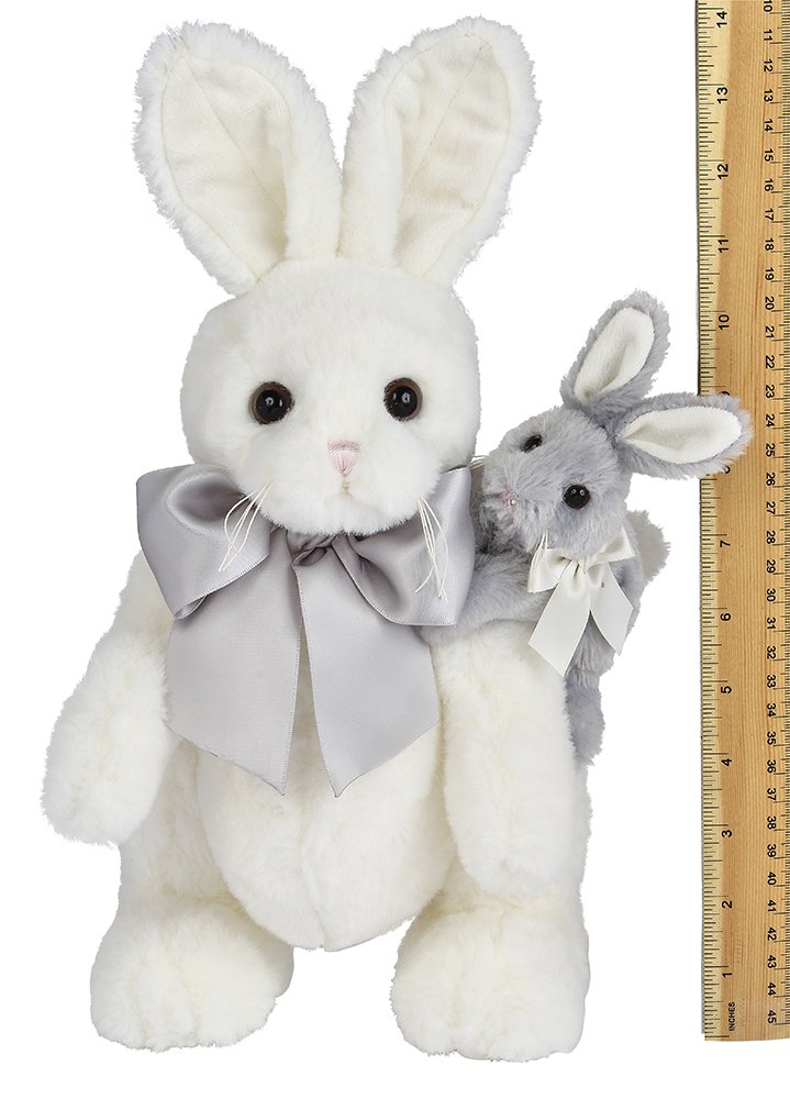 Bearington Skip And Hop White Gray Plush Stuffed Animal Bunny Rabbit, Adorable, Cuddly, Great Gift For Bunny Lovers Of All Ages,