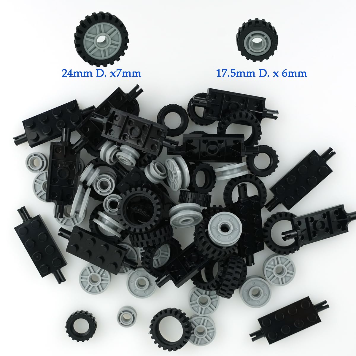 City Car Wheels Tires Axles Kits Set, 70Pcs Vehicle Truck Parts Classic Pieces Accessories, Bulk Bricks Sets Construction Toys