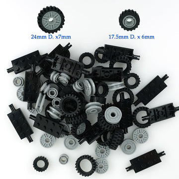 City Car Wheels Tires Axles Kits Set, 70Pcs Vehicle Truck Parts Classic Pieces Accessories, Bulk Bricks Sets Construction Toys