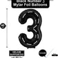 BBPOOL Race Car Number 3 Balloons, 40 Inch Mylar Racing Car Birthday Party Decor, Black 3 Balloon for Cars Theme