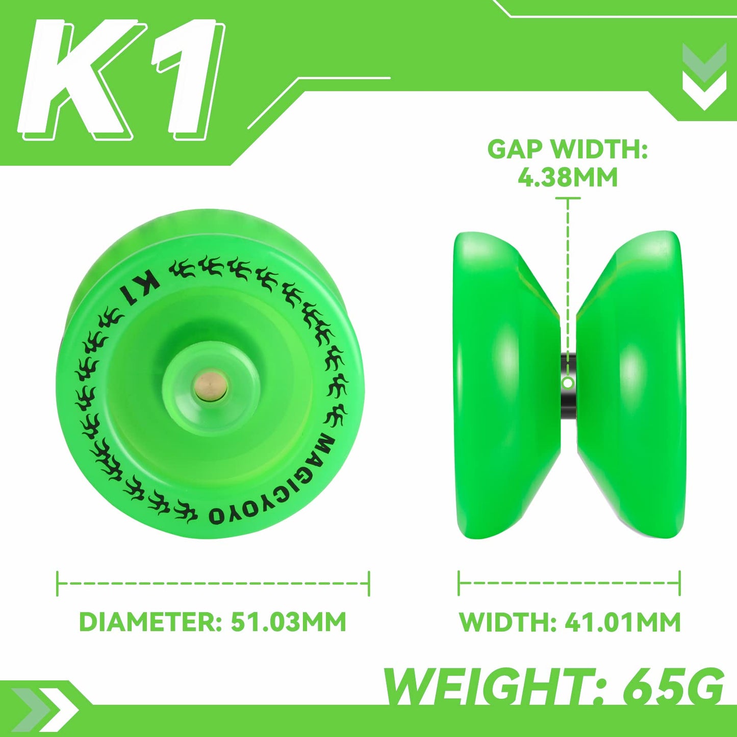 Magicyoyo K1 Pack Of 2 Yoyos For Kids, Responsive Yoyos With 2 Yoyo Sacks + 12 Strings And 2 Yo-Yo Gloves Gift ( Glow Green & Pu