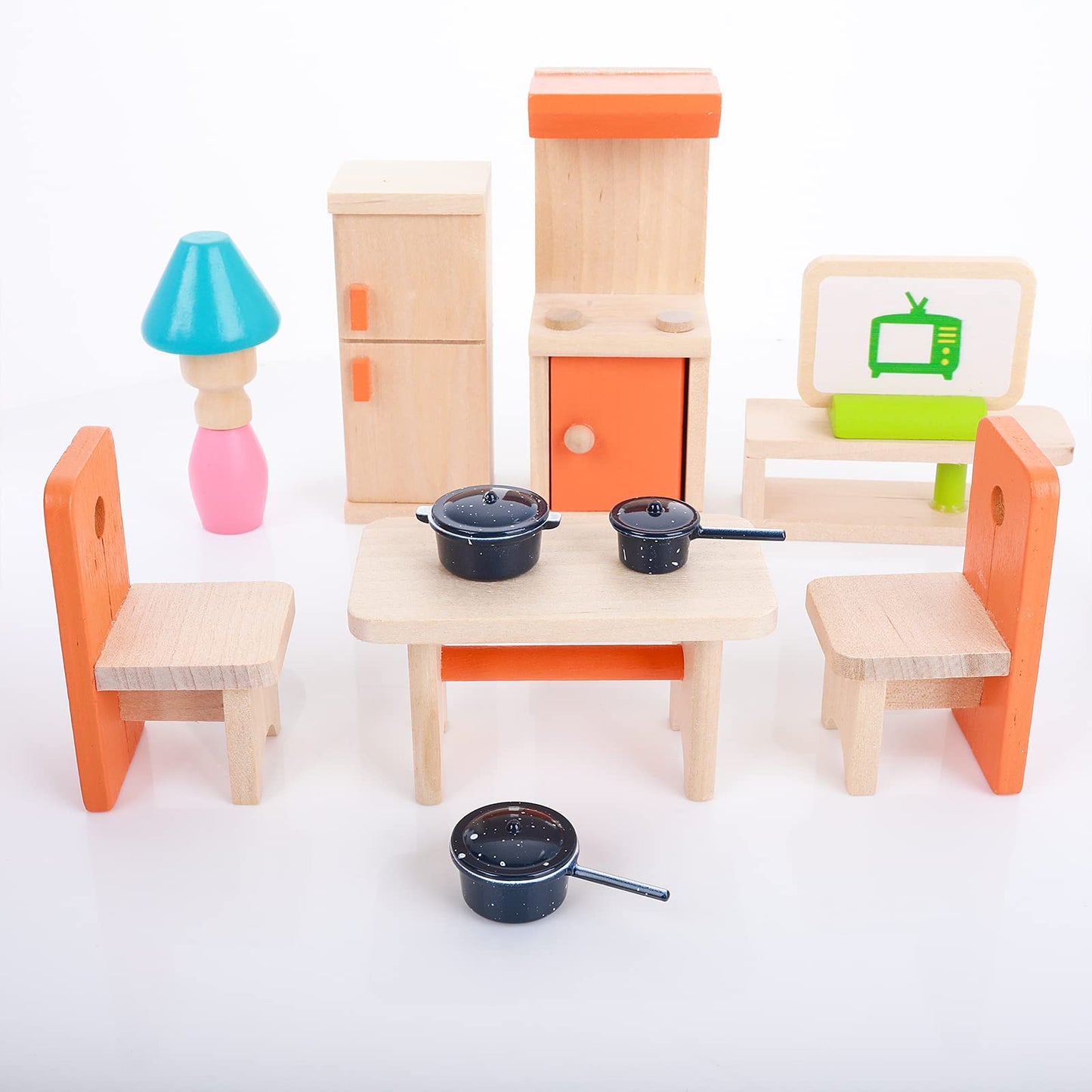 Tiesome Dollhouse Kitchen Cookware Set, 4Pc Miniature Metal Pots & Pans Decoration Accessories