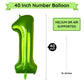 Paticool 40 Inch Green Number Balloon 1, Large Number Foil Balloons Mylar For Girl Boy Birthday Party Celebration Decorations Su