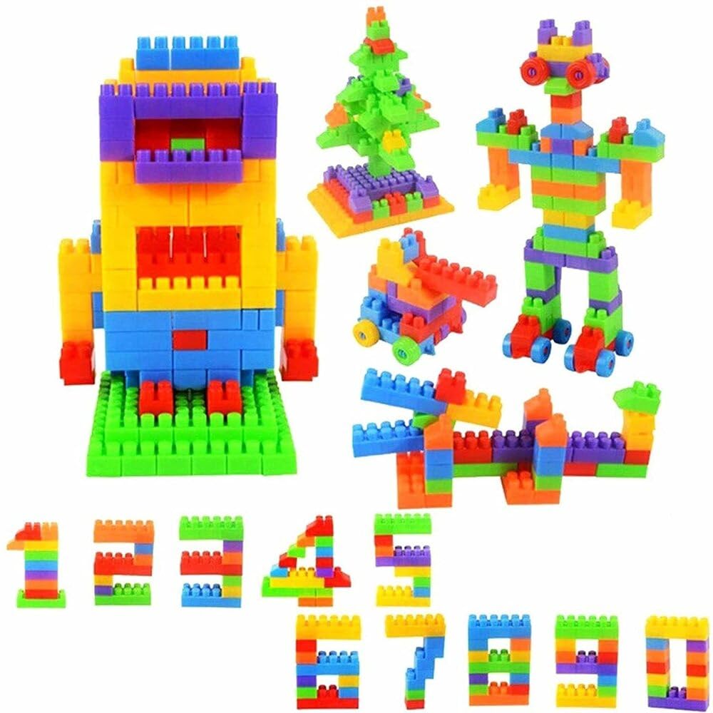 Satsun 60+ Pcs Building Blocks Toy Set Creative Learning Educational Block Toys (Multicolor)