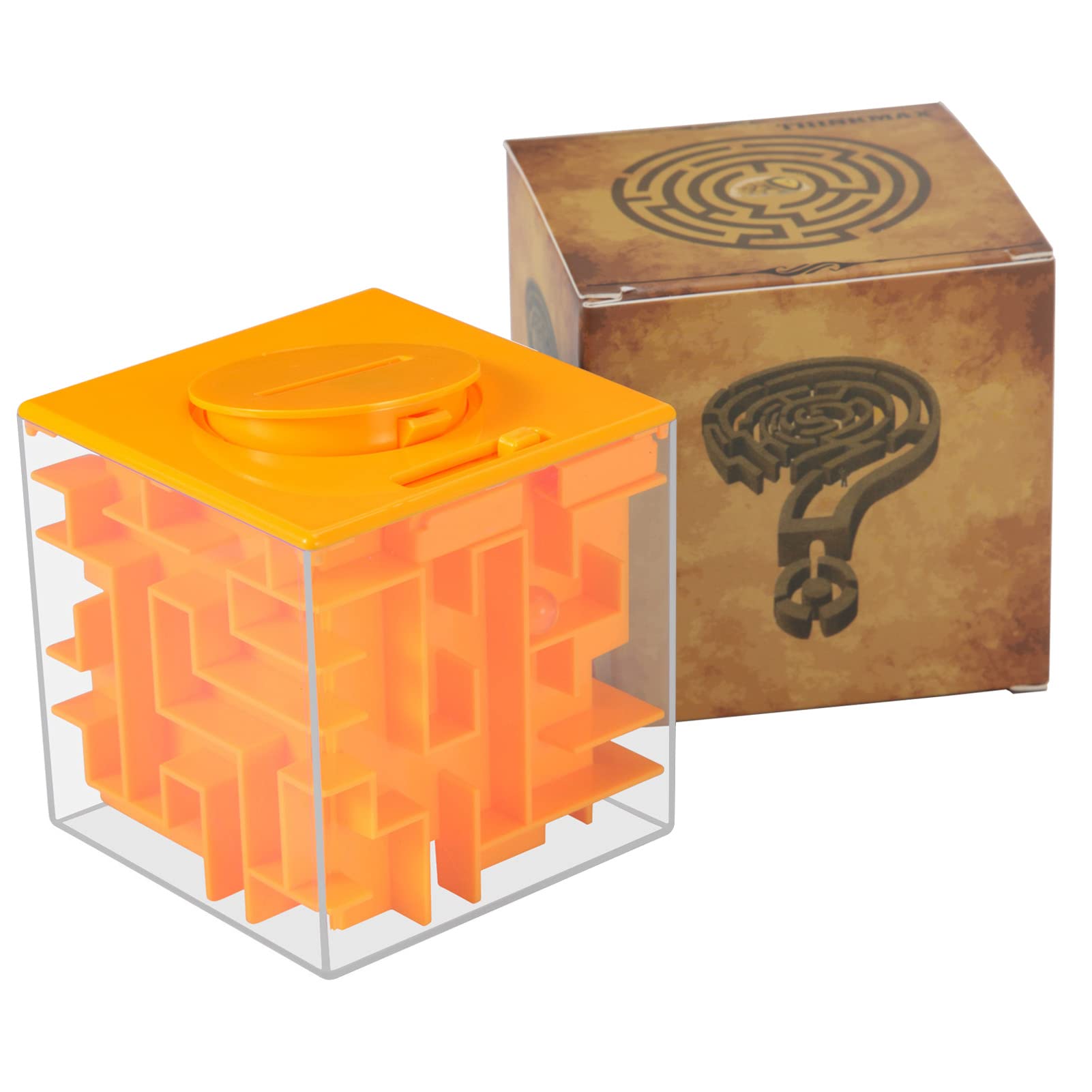 Thinkmax Money Maze Puzzle Box For Kids And Adults, Perfect Money Holder Maze Puzzle Gift Box (Orange)