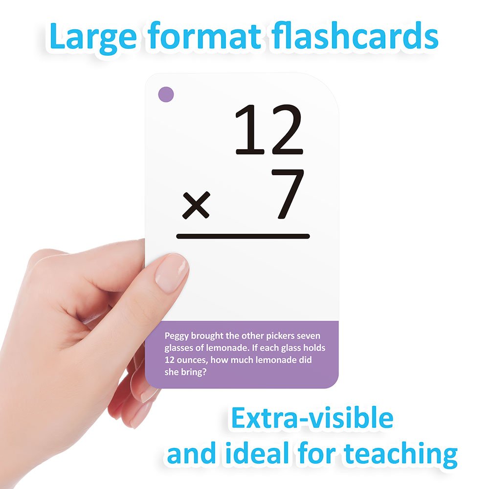 Multiplication Math Flash Cards With Word Problems - Includes 175 Self-Checking Cards, All Facts 0-12 For Early Grade Teaching B