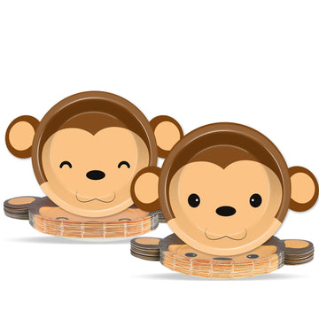 50 Count Monkey Paper Plates Zoo Monkey Shaped Disposable Plates Jungle Safari Animals Baby Party Plates Animal Theme Party Dinn