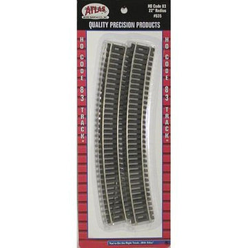 Atlas HO Scale Code 83 22'' Radius Curve 6-Pack Model Train Track