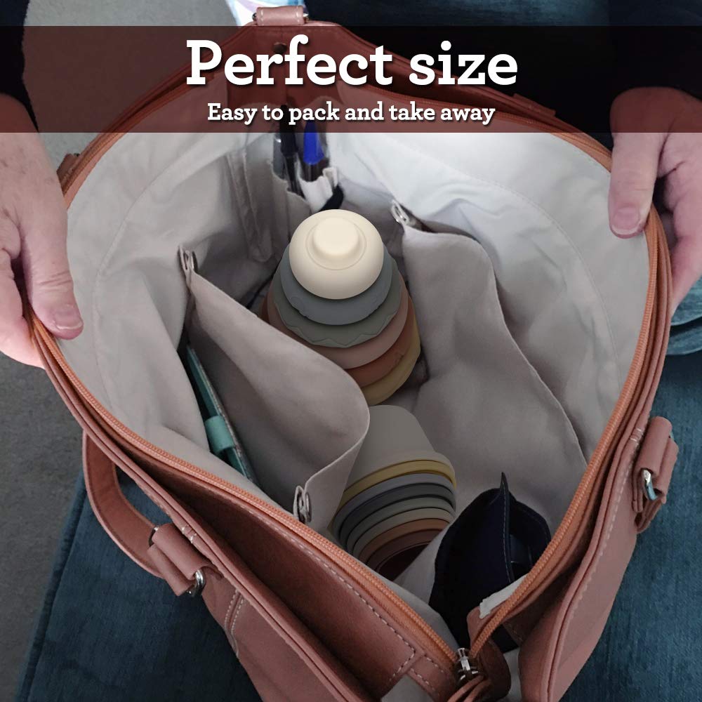 Mini Tudou 6 Pcs Baby Stacking & Nesting Toys, Soft Stacking Blocks Ring Stacker, Baby Sensory Teether Toys With Letter, Animal And Shape, Early Learning Toys For Babies Toddlers Kids 6 Months