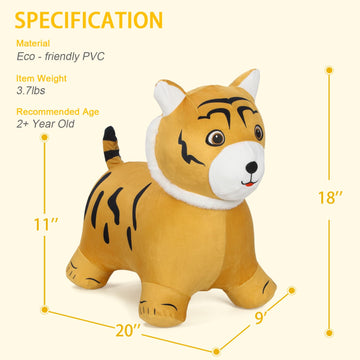 Inpany Bouncy Tiger Hopper, Safari Animal Figures Toys, Toddlers Plush Bouncing Jungle Animal, Wild One Birthday Decorations, Ri
