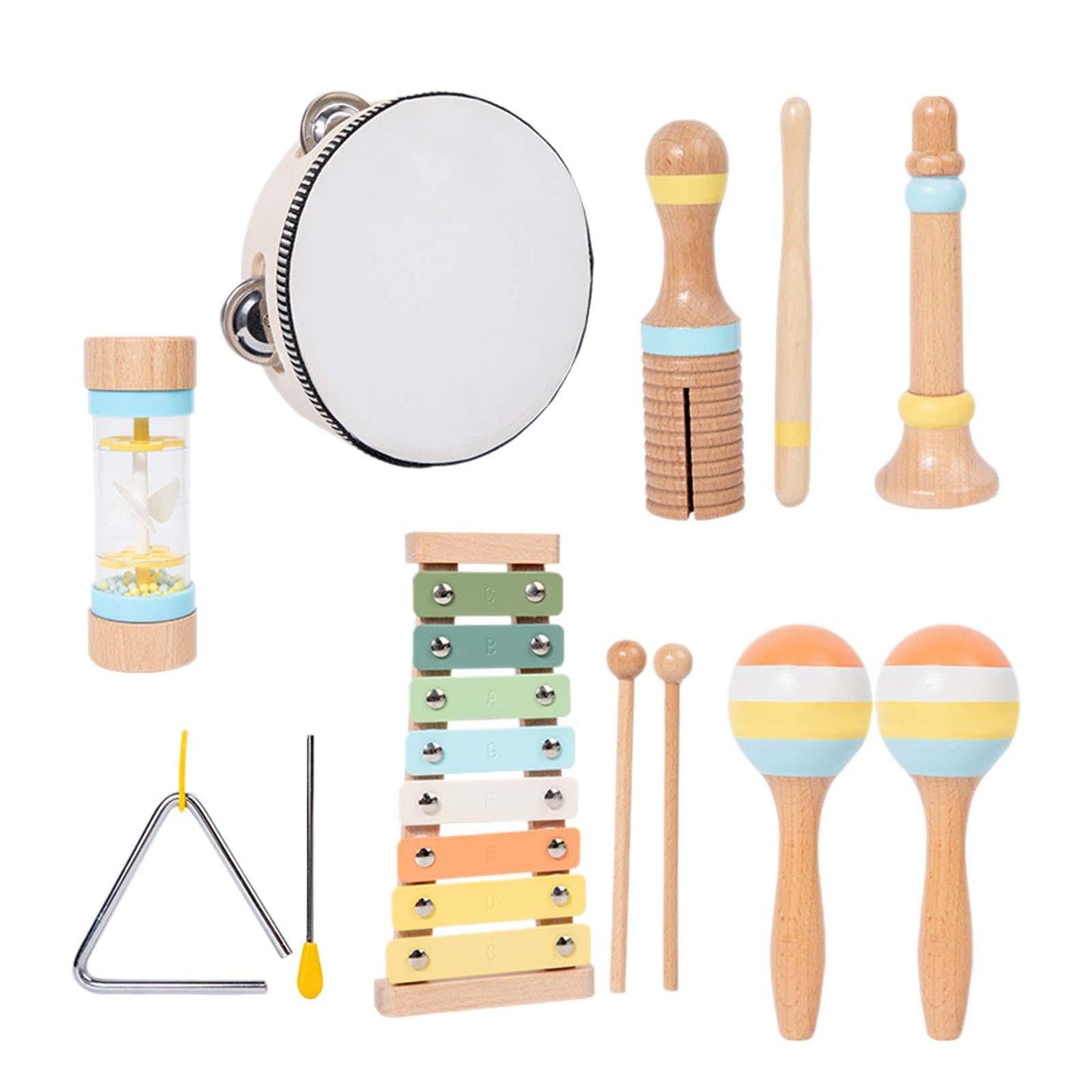 Myaddiction Baby Musical Instruments Set Wooden Percussion Instruments Toy For Kids Gift 8Pcs
