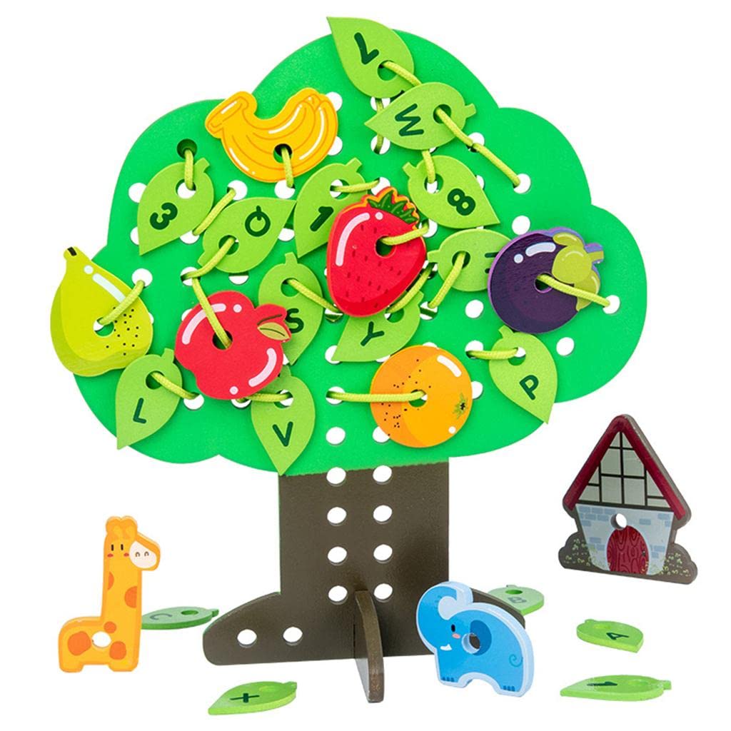 ECOMISTIQ Wooden Fruit Tree Lacing Toy Toddler Threading Game Preschool Learning Toy|Toys & Hobbies | Preschool Toys & Pretend P