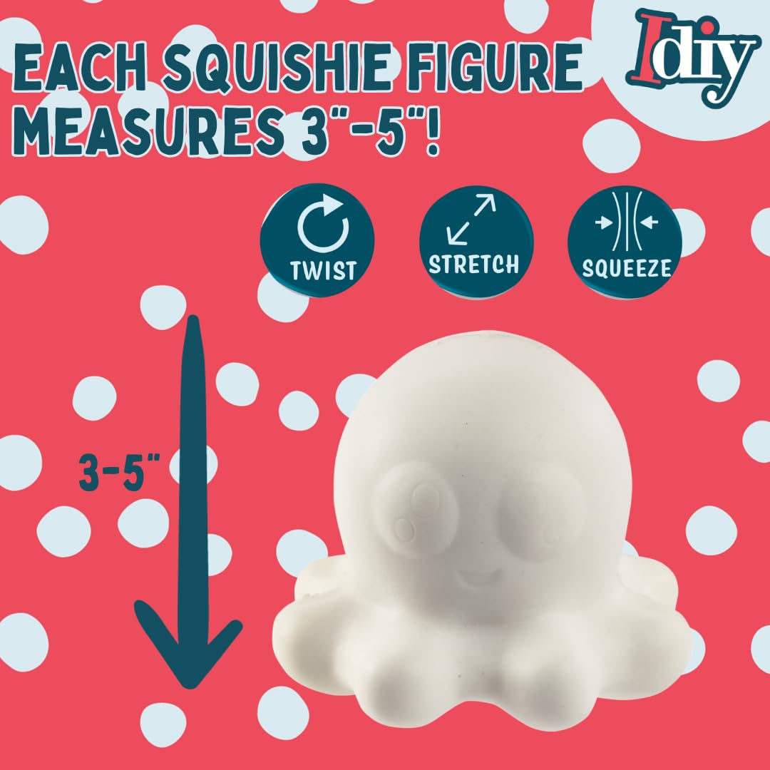 Diy Party Craft Kit Jumbo Ocean Pals Squishies (8 Unique Sea Animals)-White Kawaii Scented Slow Rising Squishy Toys, Paint, Scen