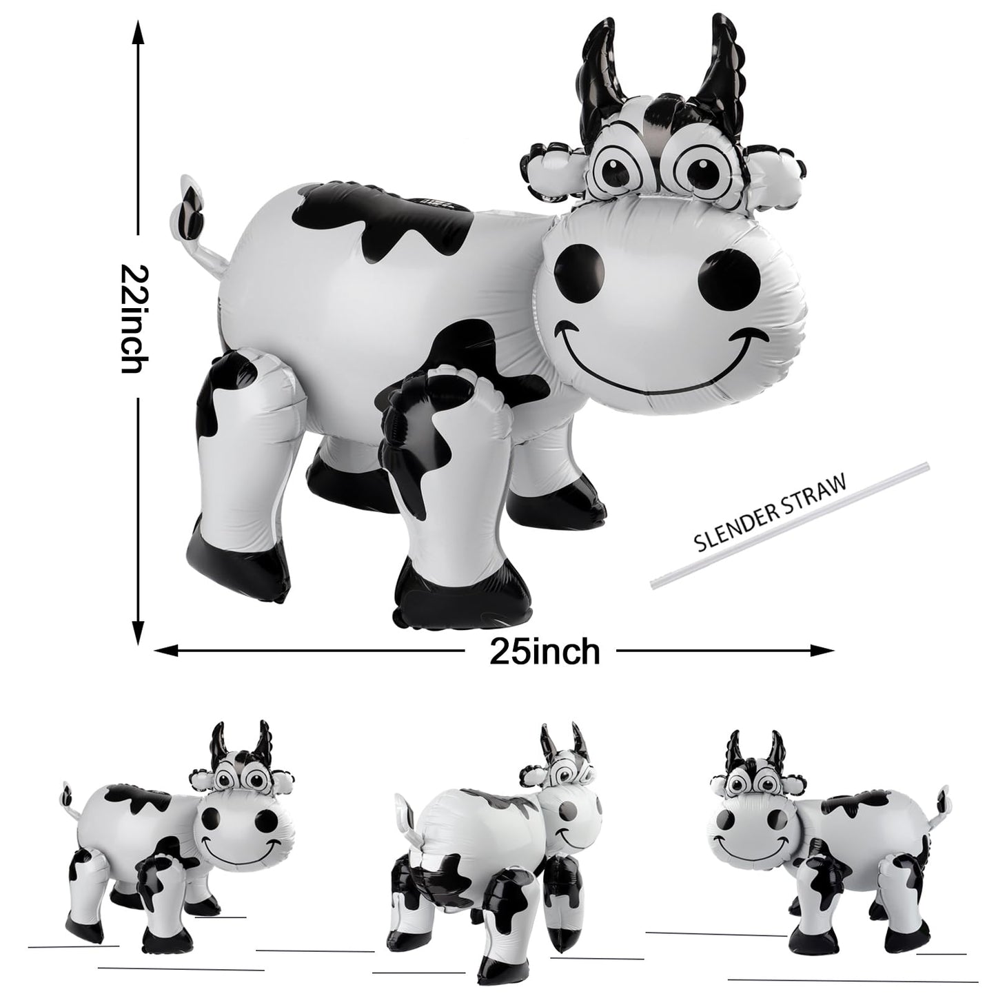 3D Cow Balloon For Western Cowboy Party Decorations,Cute Self Standing Cow Balloons For Western Cowgirl Theme Birthday Party Fav