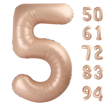 Light Brown 5 Balloon, Tan Number Balloons 40 Inch, Beige 5Th Birthday Balloon Decorations, Light Brown Party Supplies, 5 Number