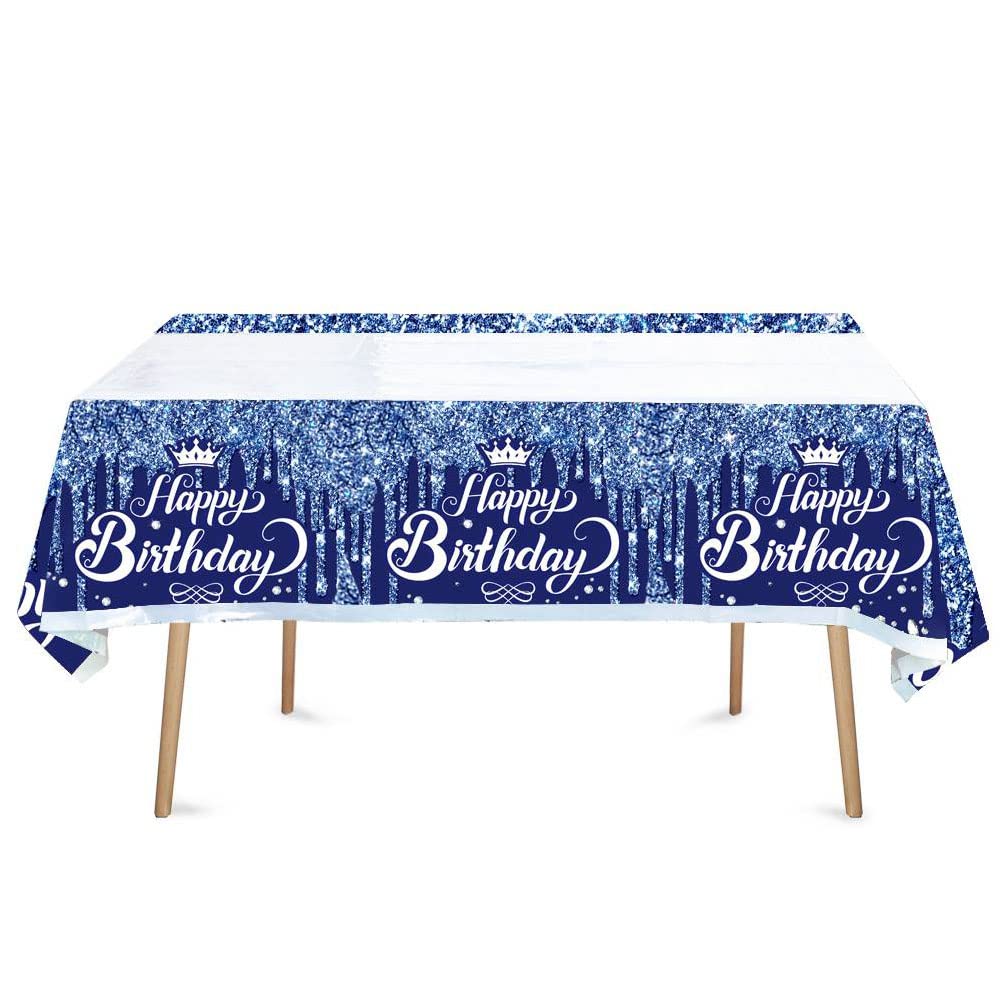 41Pcs Navy Blue And Silver Party Supplies ,Include 20 Plates, 20 Napkin And 1Pcs Tablecloth,Used For Navy Blue And Silver Birthd