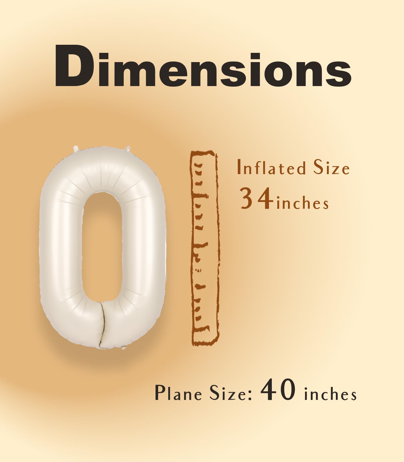 Suwen 40 Inch Cream White Large 0 Balloon Numbers Big Foil Helium Number Balloons 0-9 Jumbo Happy 0Th Mylar Birthday Party Decor