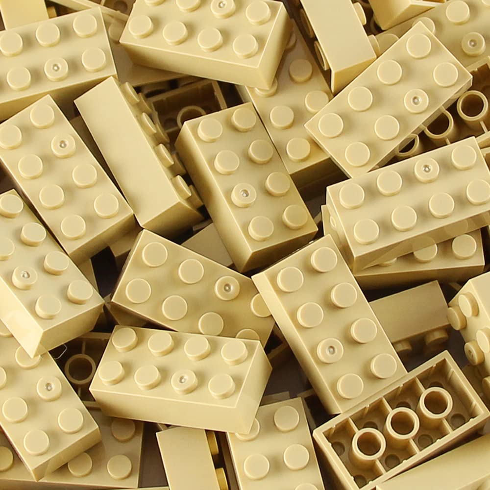 Feleph 2X4 Bricks Tan 320 Pieces Parts Khaki Classic Building Kit Creative Play Set Basic Blocks Toy Accessories Compatible With 3001 Major Brands (Tan)