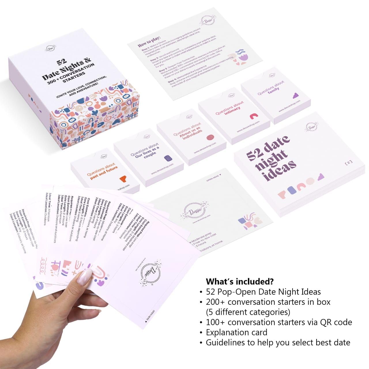 Dessie Date Night Ideas - 52 Pop-Open Cards & 300+ Starters, Medium Assorted Cardstock