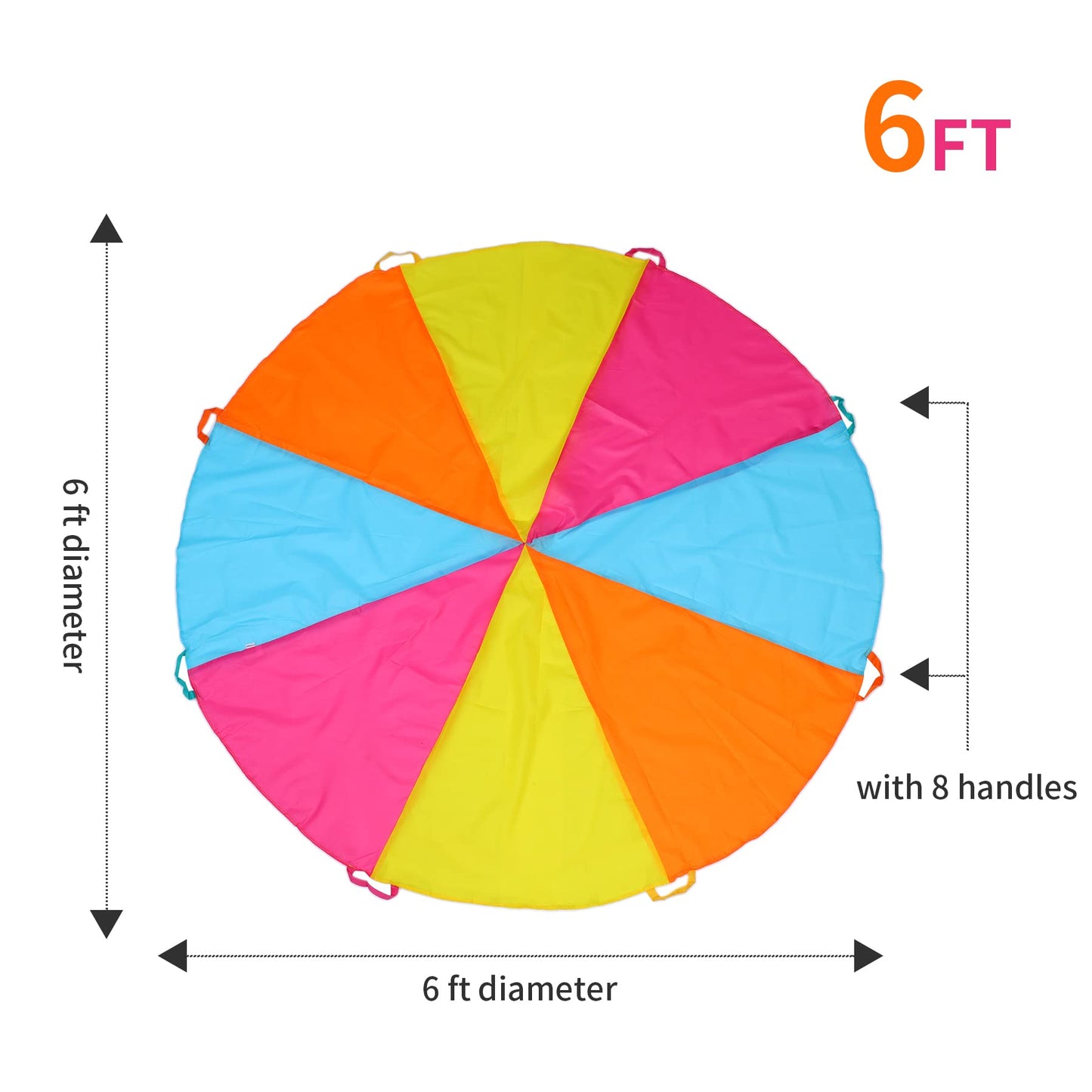 Nvatorfox 6Ft Play Parachute, Parachute With Handles Rainbow Parachute Toy
