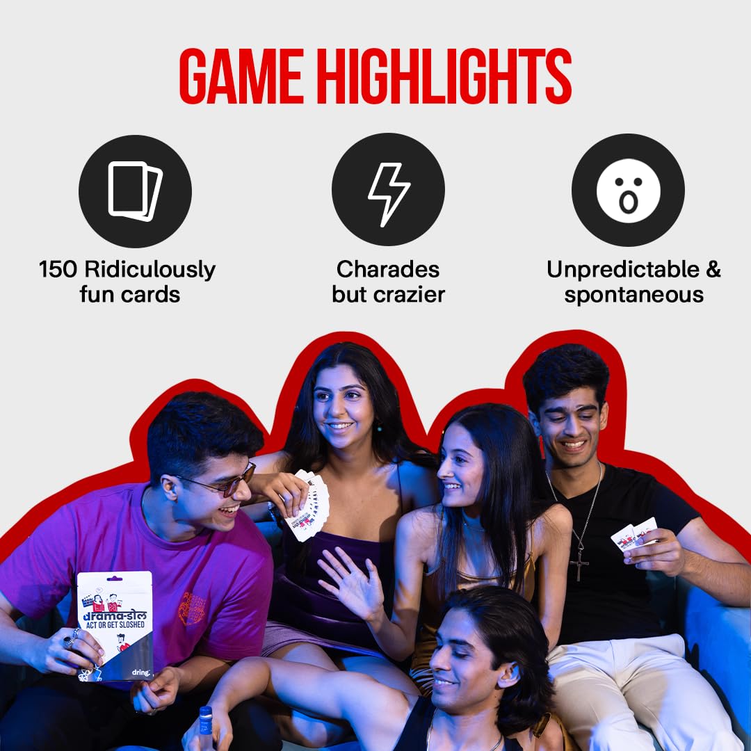 Dring Dramadol - Act or Get Sloshed (150 Cards | Multicolur) - The Wildest House Party Game of India for Adults | Super Fun Card