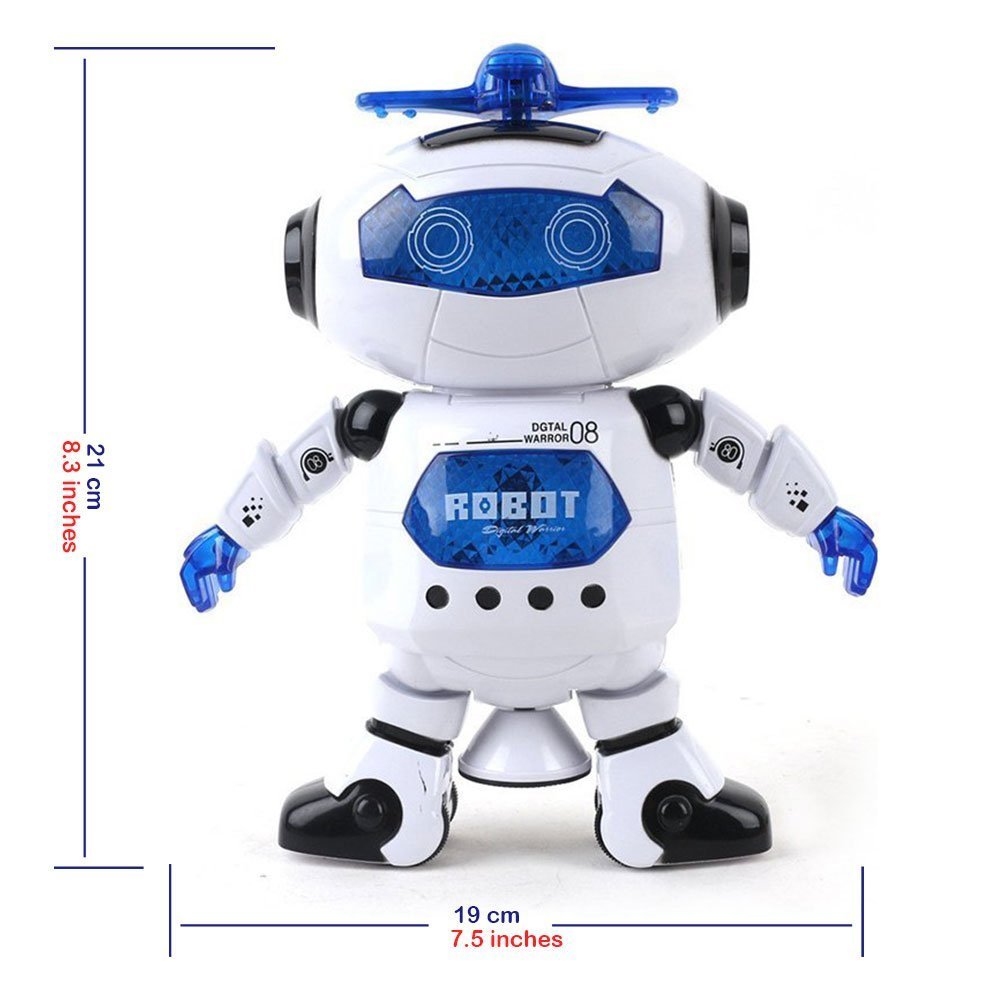 Musical Walking Dancing Robot Toy for Kids, Flashing Lights, 360 Body Spinning, Toddlers Bosys Girls Fun Toy Figure (Model 1)