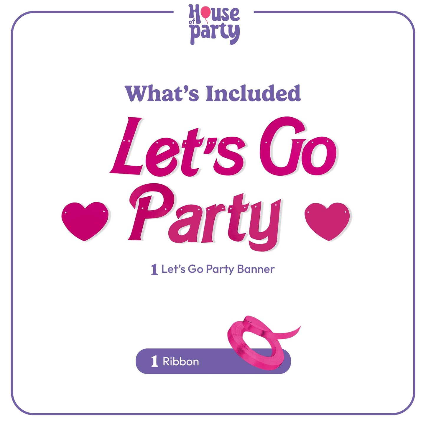 HOUSE OF PARTY Lets Go Party Banner - 5 Ft | Pink Glitter Bachelorette Party for Decoration | Girls Banner for Photo Props, Bir