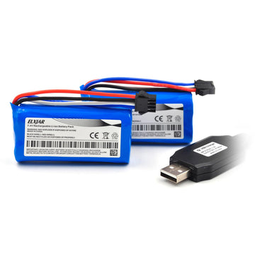 Coonyard (4-Pack) 7.4V 1500mAh Li-ion Battery with SM-4P Plug for Huanqi 961 962 RC Boat UDI902 UDI002 RC Boat 2 Pack with USB C